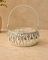 Silver Finish Basket with Handle