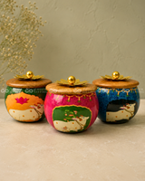 Pichwai Wooden Lid Jar (Assorted)