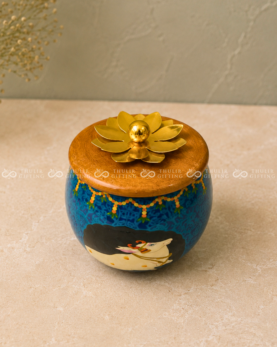 Pichwai Wooden Lid Jar (Assorted)